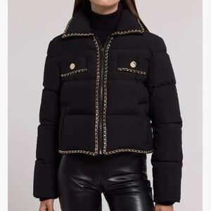 Generation Love Black Puffer Jacket with Gold Details